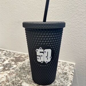 Black Studded Tumbler with Straw